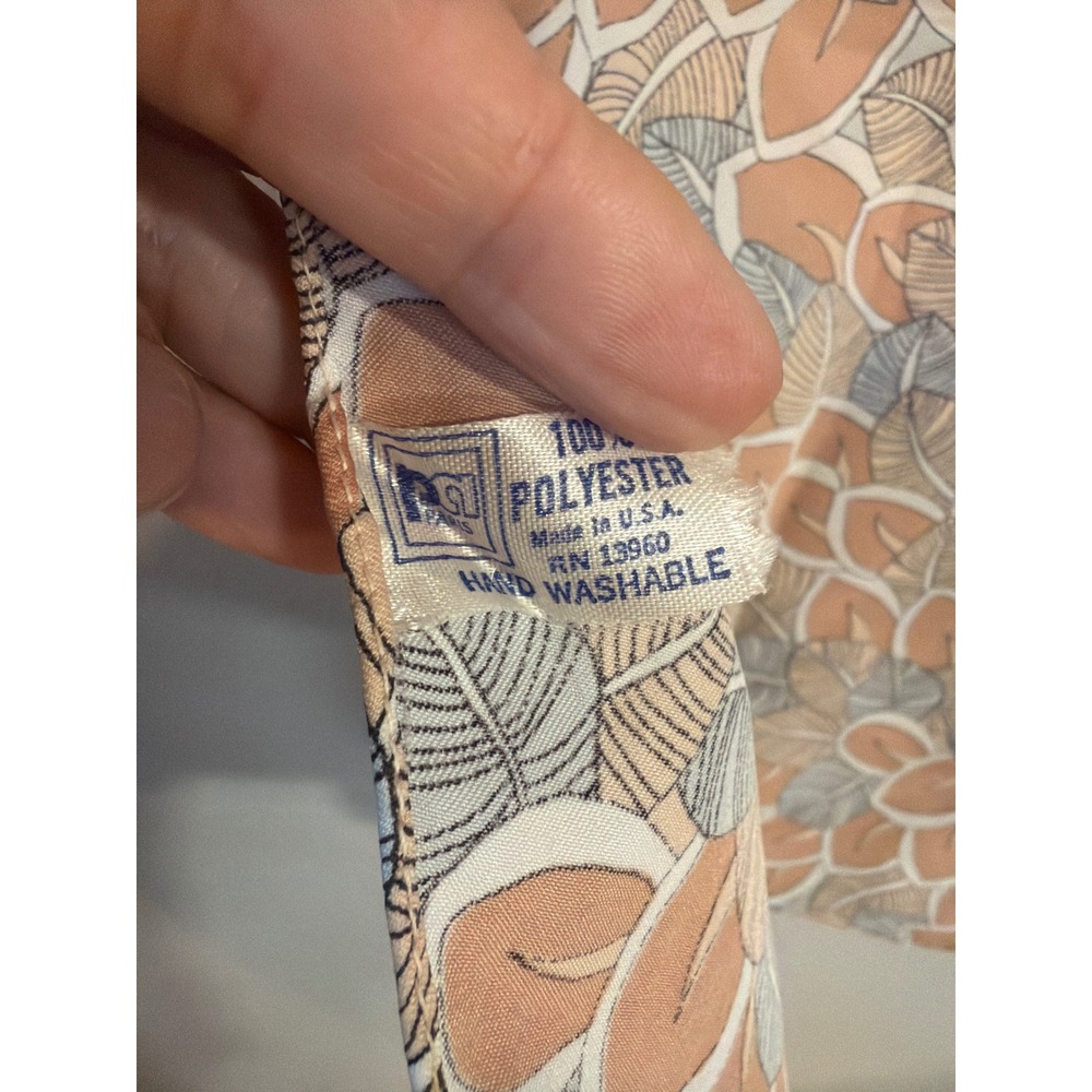 MSI Paris Scarf Womens OS Vintage Leaf Print Terracotta Grey Square Made in USA - Picture 4 of 6
